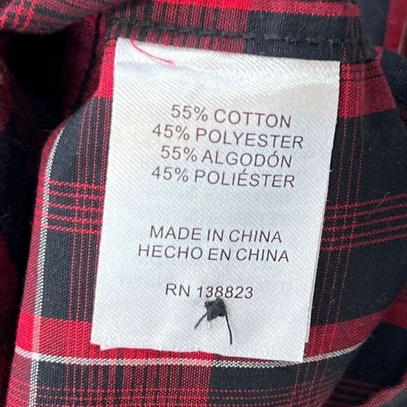 Gibson Men's Plaid Long Sleeve Western Button-Down Shirt Red Black Size 2XL - Picture 10 of 10
